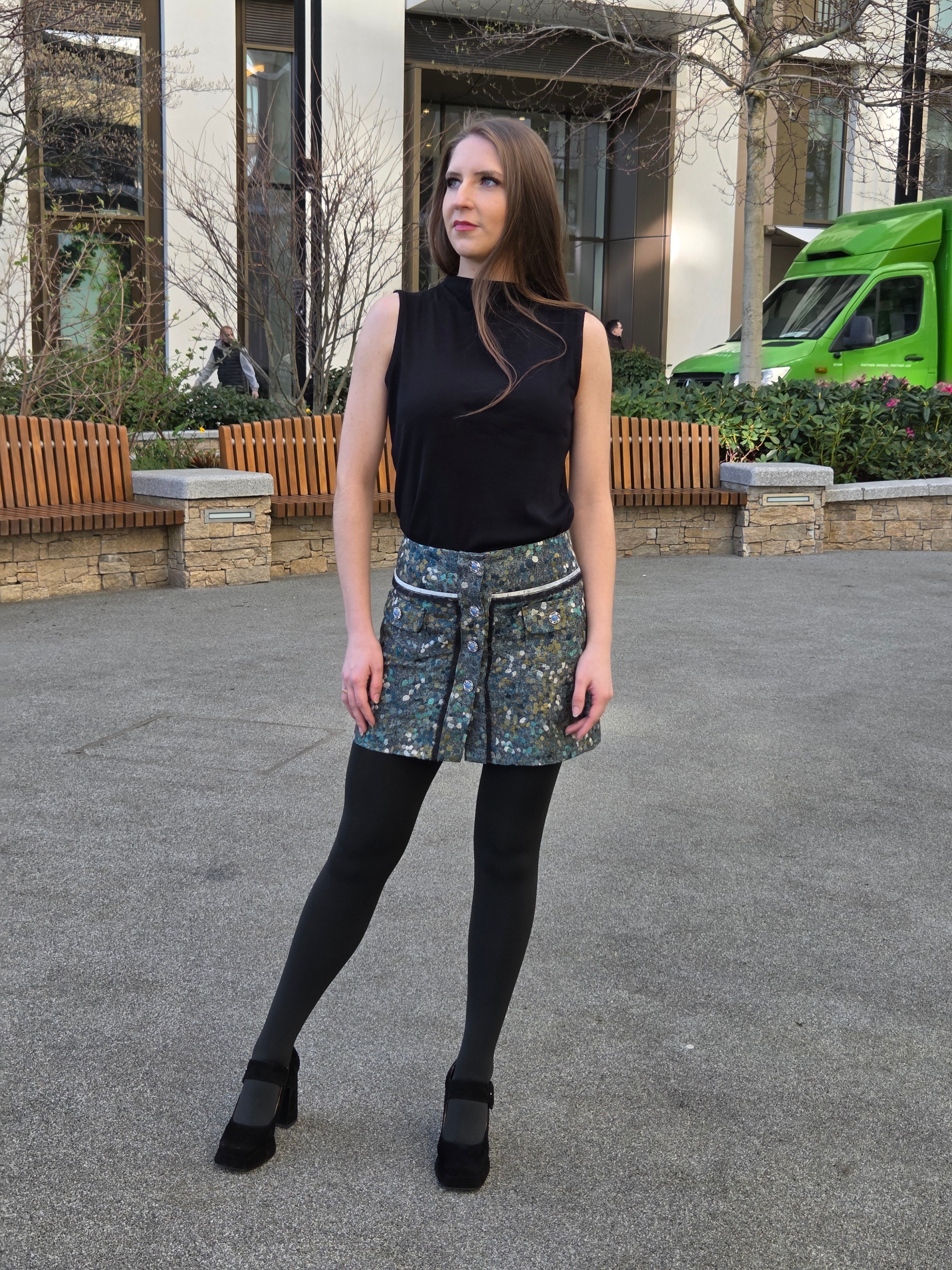 Emerald Skirt With Front Pockets