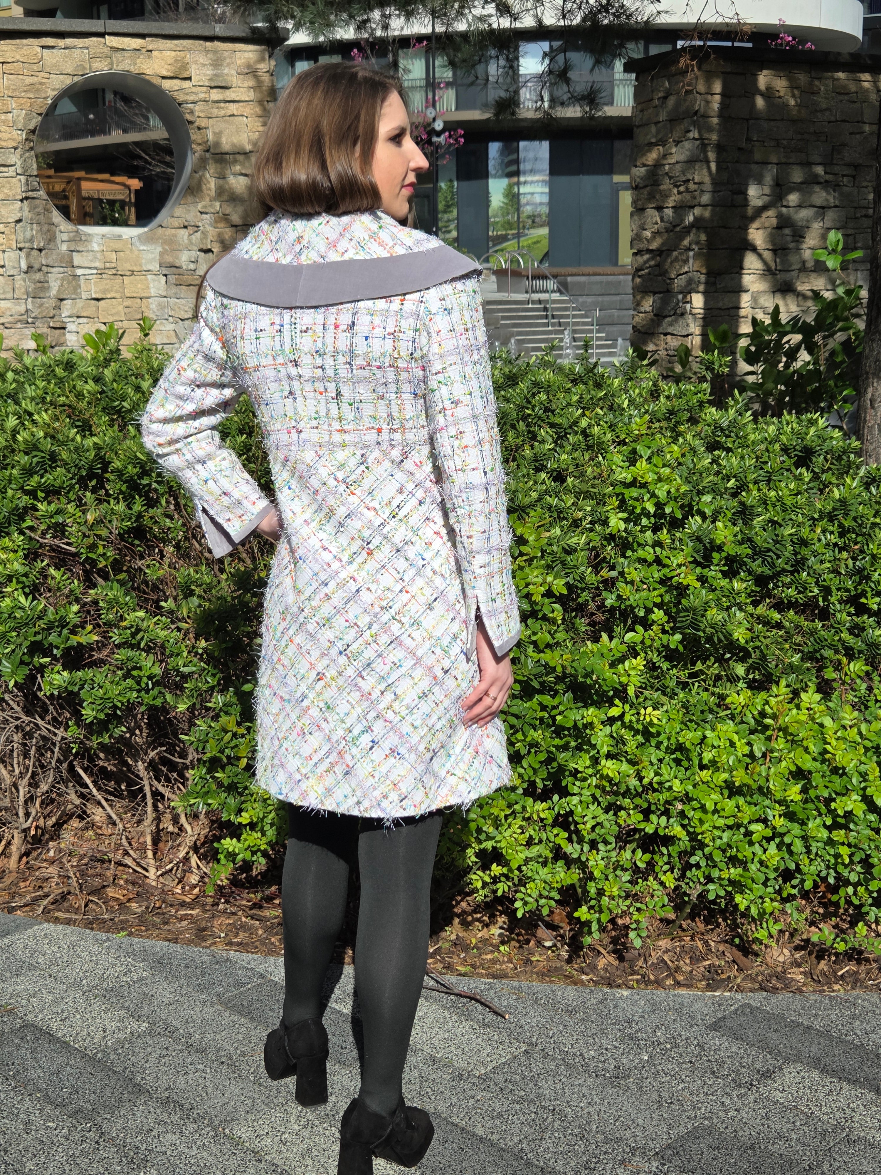 White Linton Summer Tweed Trench Coat