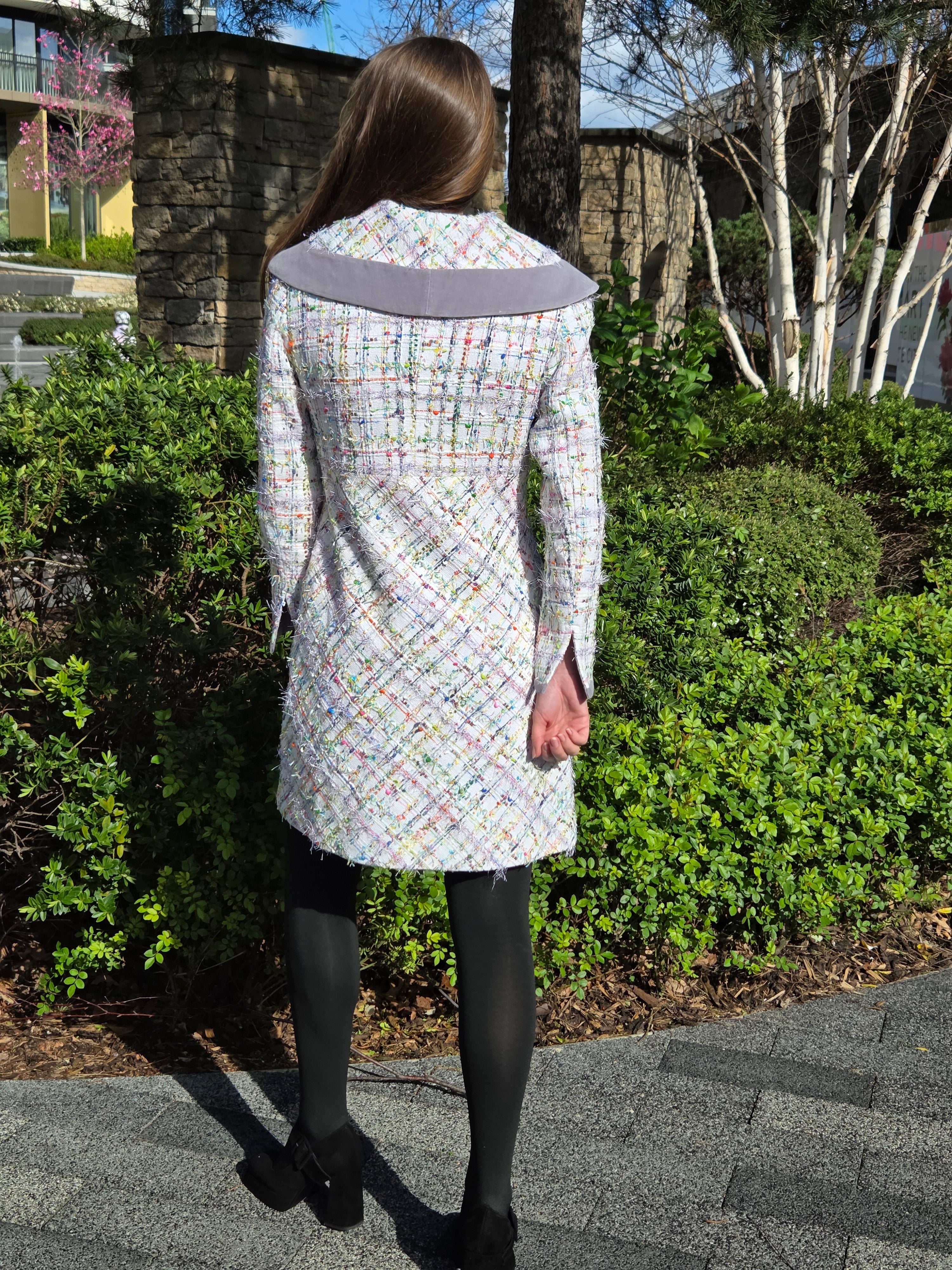White Linton Summer Tweed Trench Coat
